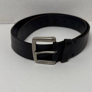 AMERICAN EAGLE Men's‎ Black Leather Belt with Silver Buckle Classic Minor Scuffs